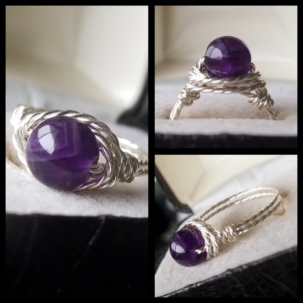 🖤 Amethyst Stone Ring - 8